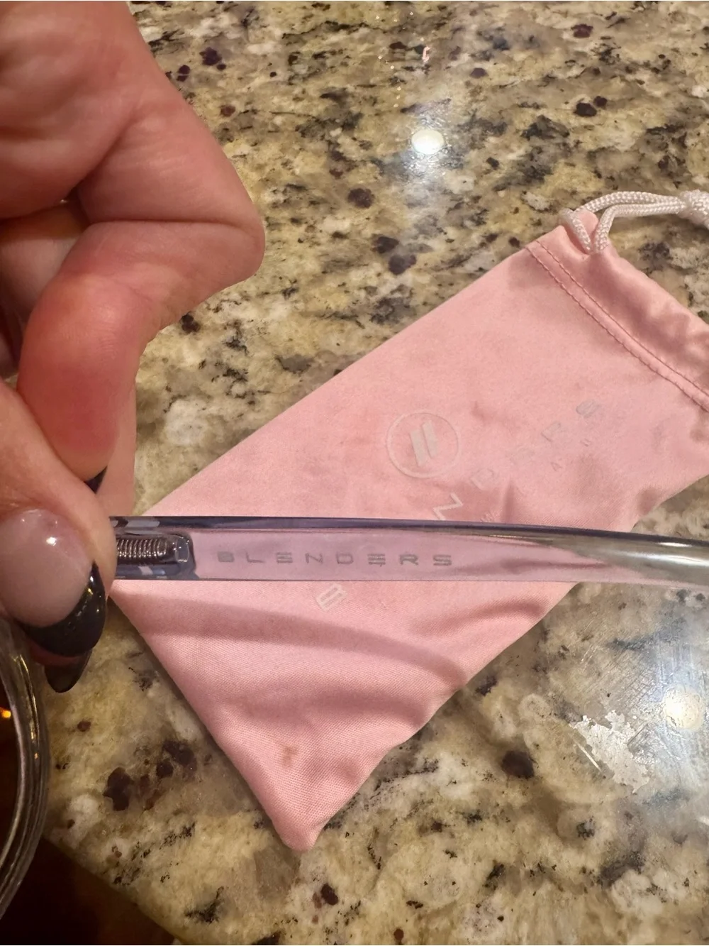 Blenders Blue Clear Frame Sunglasses with Pink Mirrored Lenses